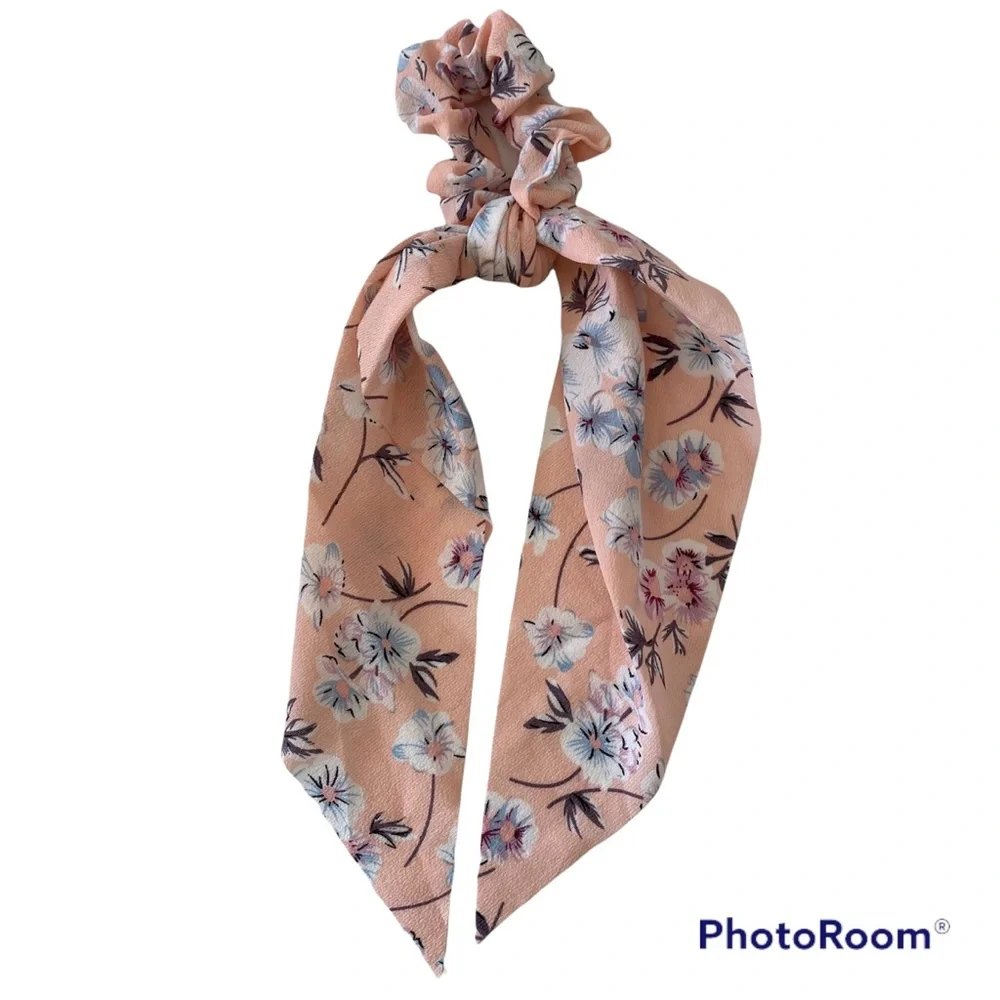 Bundle of Floral and Stripe Hair Scrunchie Scarves Set of 6